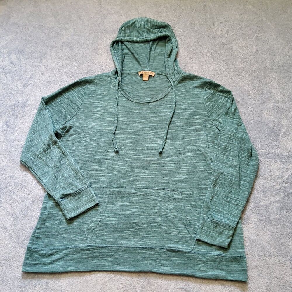 Nine West Vintage America Womens XL Green Space Dye Lightweight Hoodie Top
